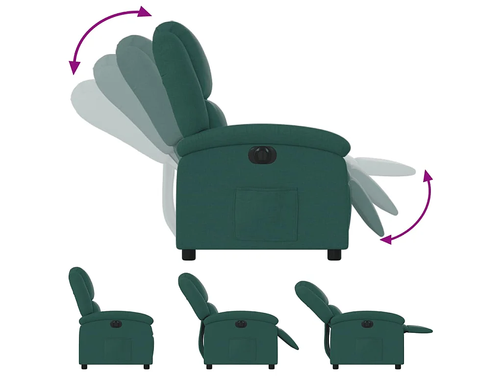 Fauteuil verstelbaar elektrisch stof donkergroen