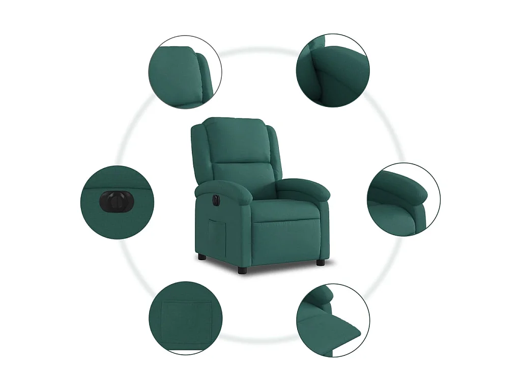 Fauteuil verstelbaar elektrisch stof donkergroen