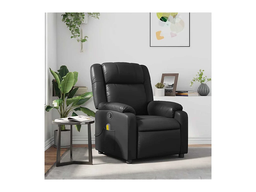 Fauteuil de massage inclinable Noir Similicuir