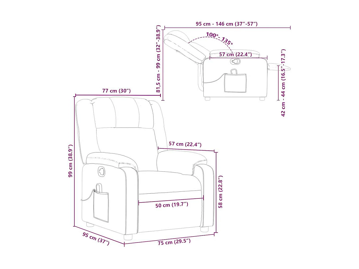 Poltrona Massaggiante Reclinabile Nera in Similpelle