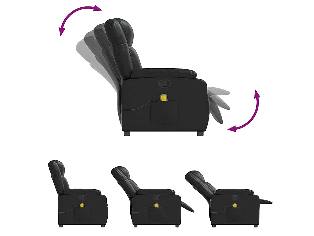 Fauteuil de massage inclinable Noir Similicuir