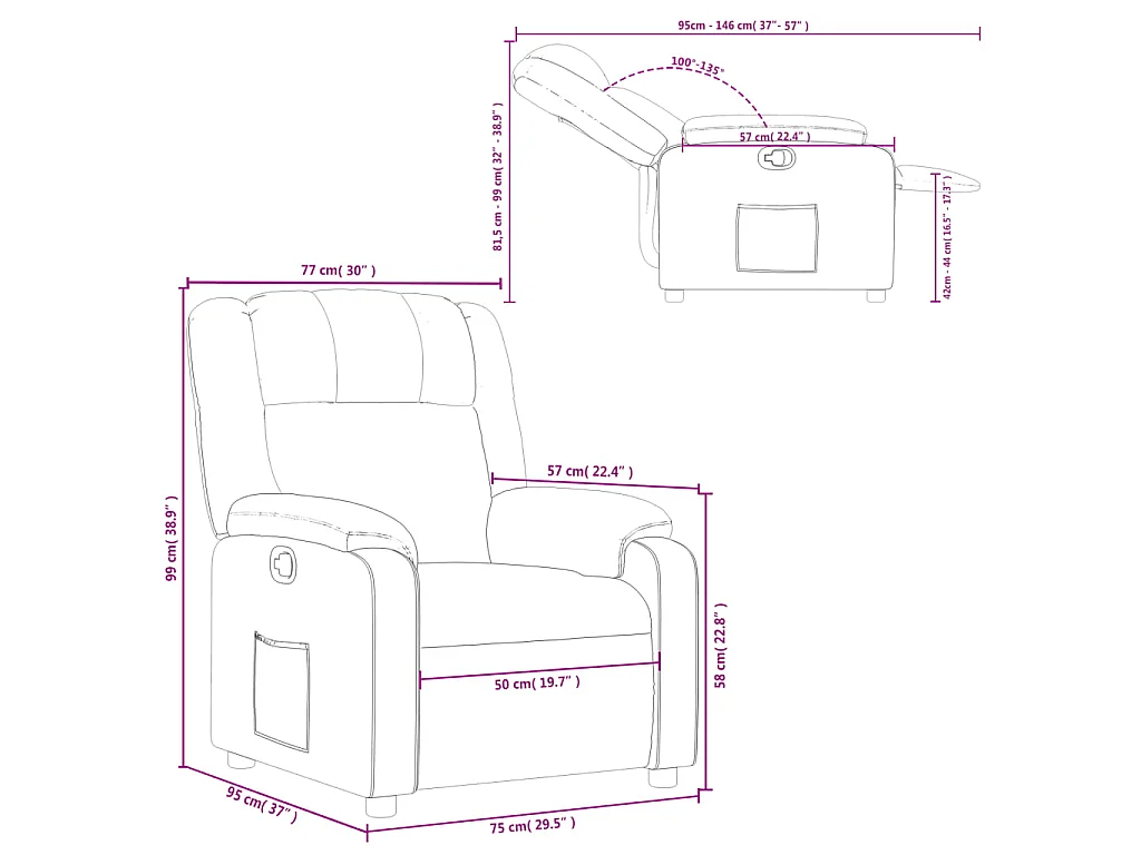 Poltrona Reclinabile Crema in Similpelle