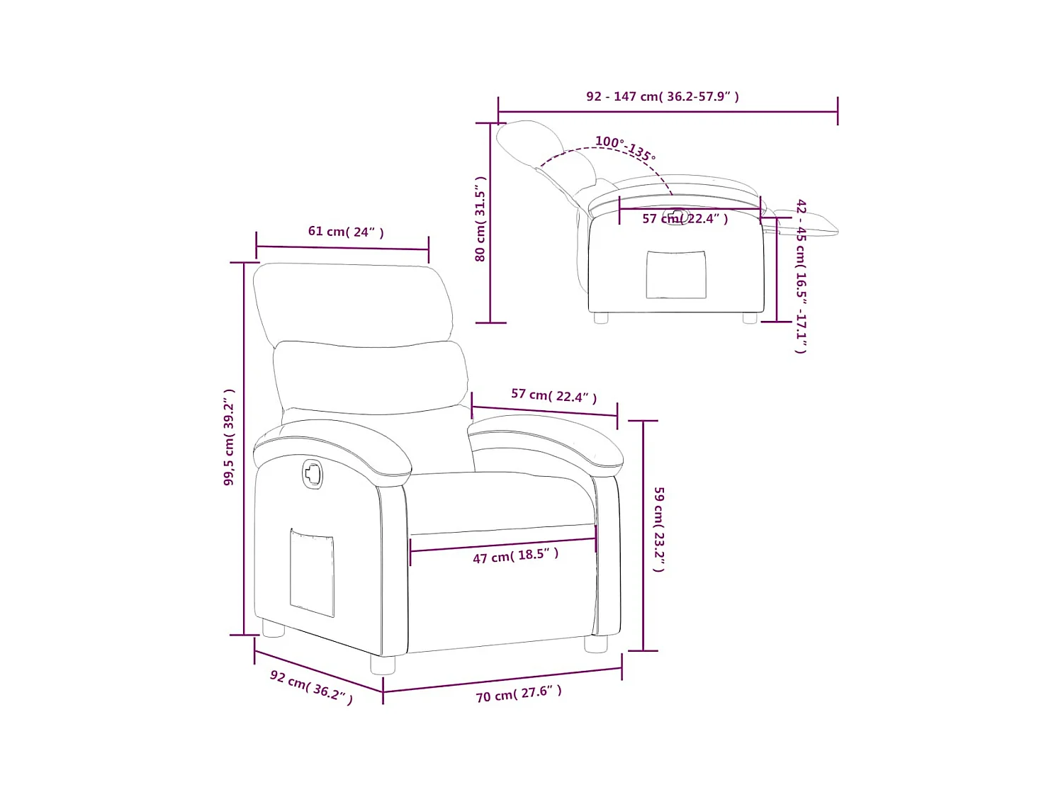 Relaxsessel Schwarz Kunstleder