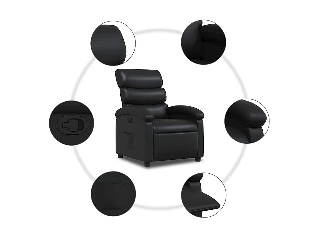 Fauteuil verstelbaar kunstleer zwart