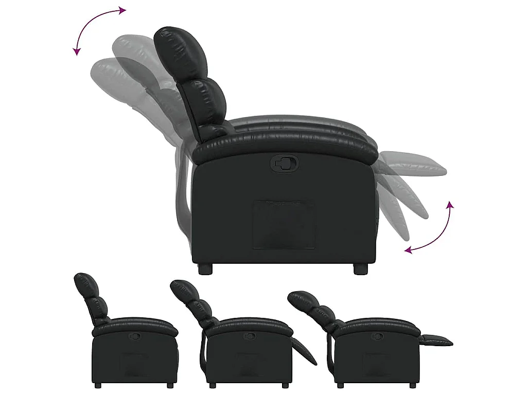 Fauteuil verstelbaar kunstleer zwart