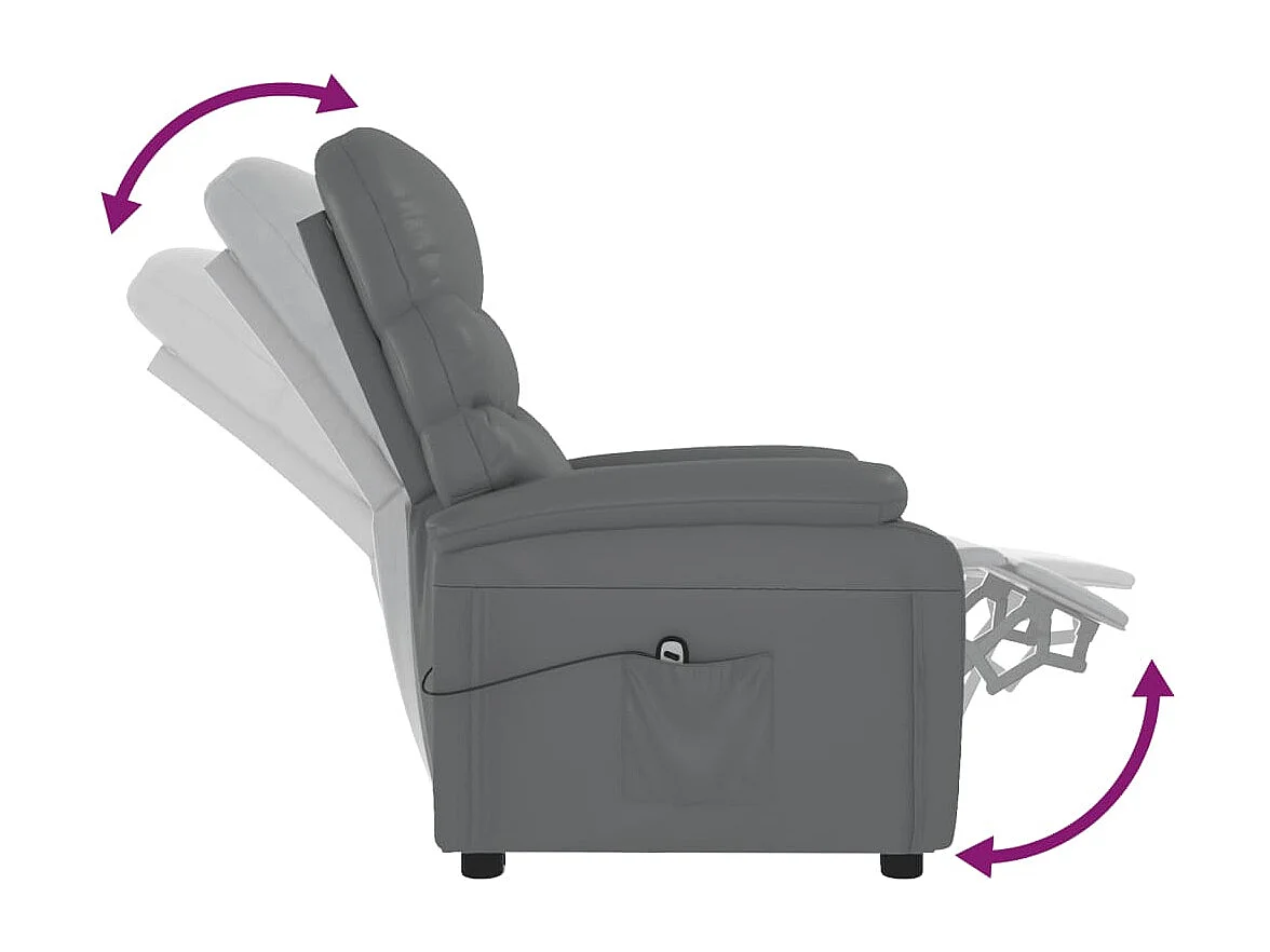 Poltrona reclinável elétrica couro artificial cinzento