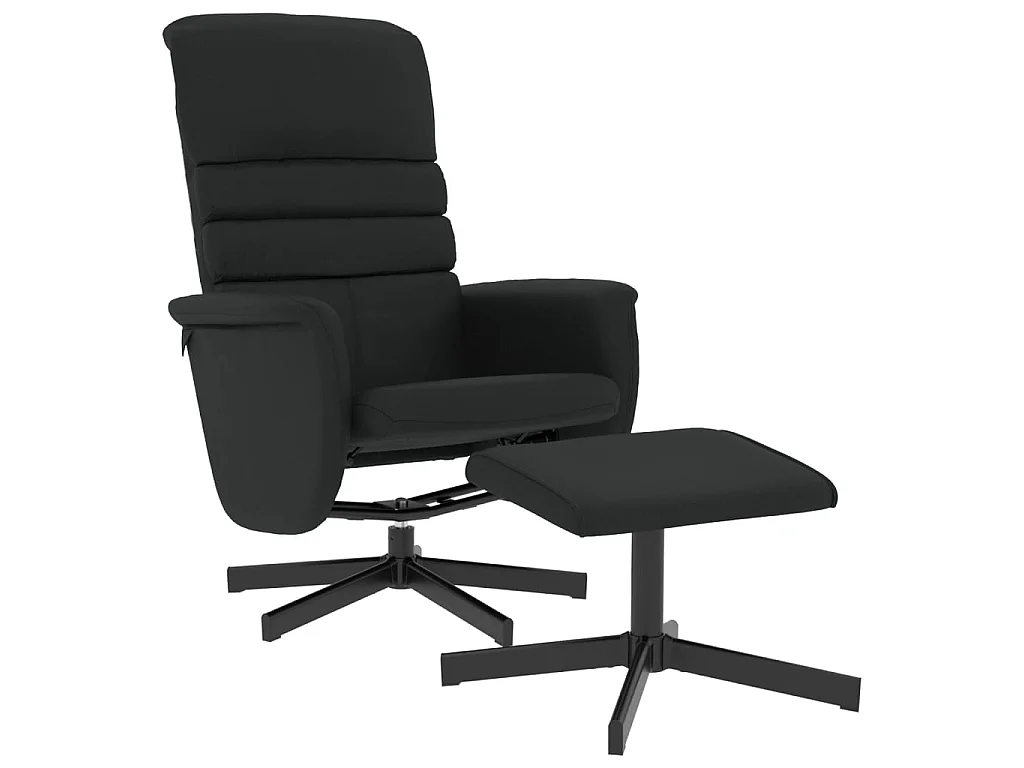 Fauteuil inclinable avec repose-pied noir similicuir