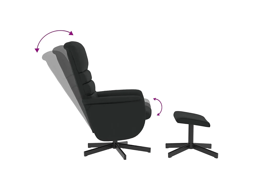 Fauteuil inclinable avec repose-pied noir similicuir