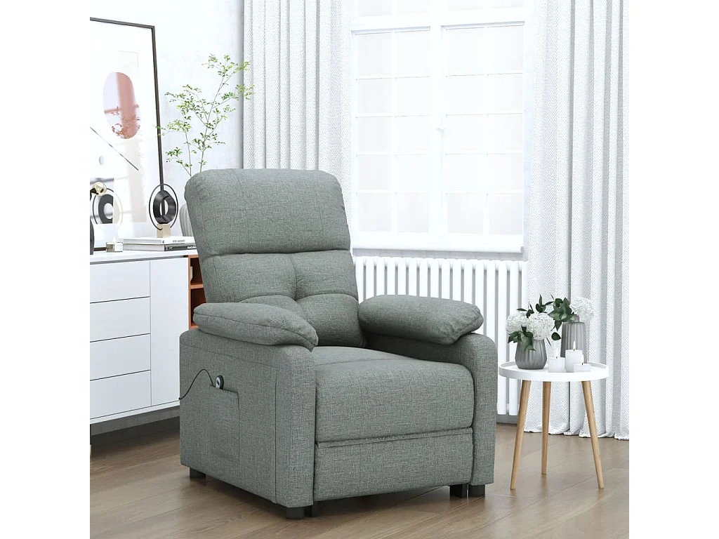 Sillón reclinable eléctrico de tela gris oscuro