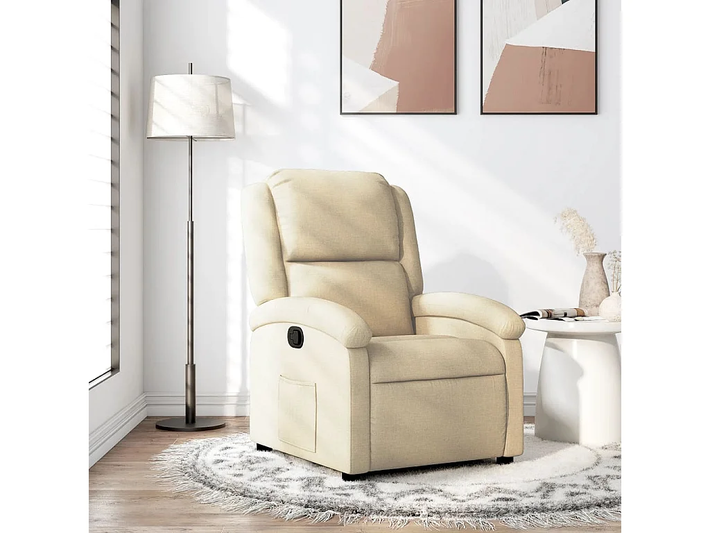Fauteuil verstelbaar stof crèmekleurig
