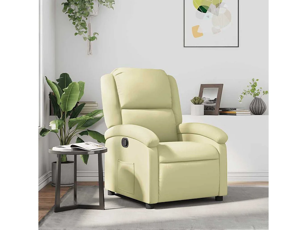 Fauteuil echt leer crèmekleurig