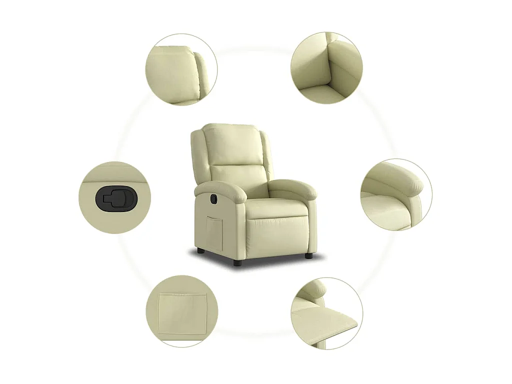 Fauteuil echt leer crèmekleurig