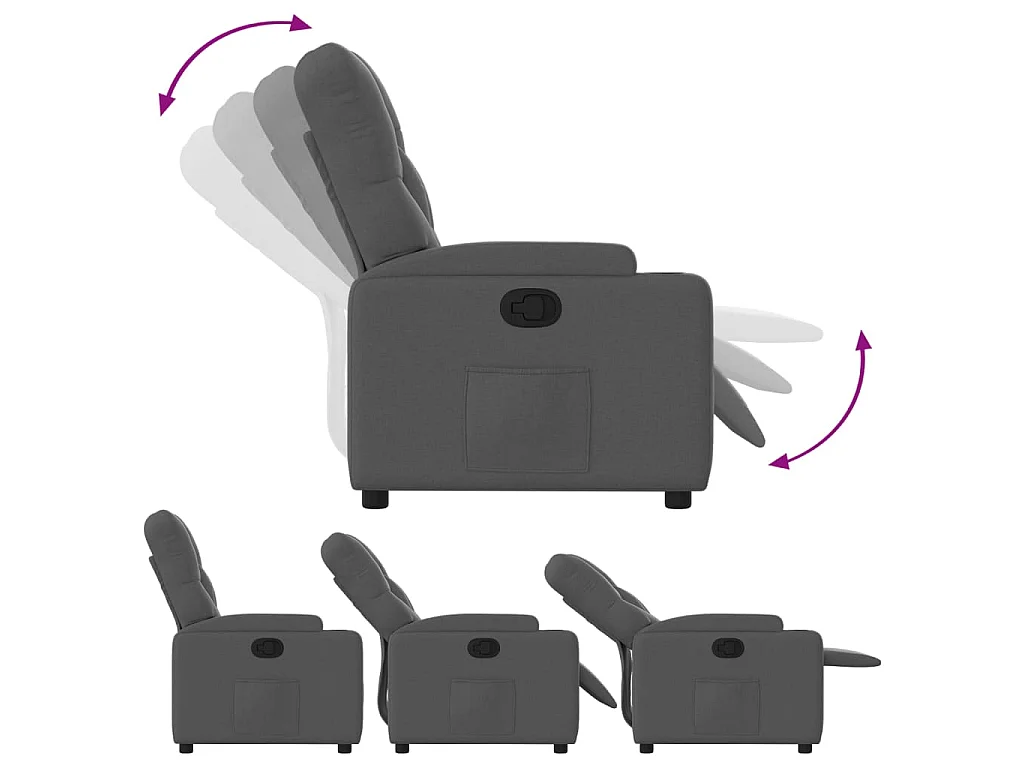 Fauteuil inclinable en tissu gris foncé