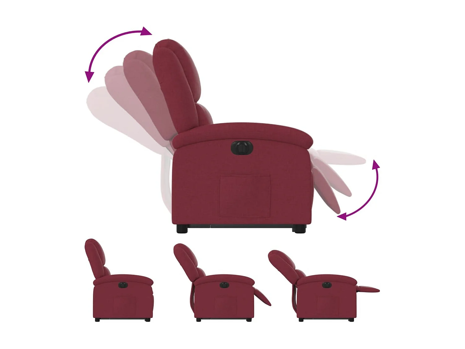 Fauteuil inclinable électrique rouge bordeaux tissu