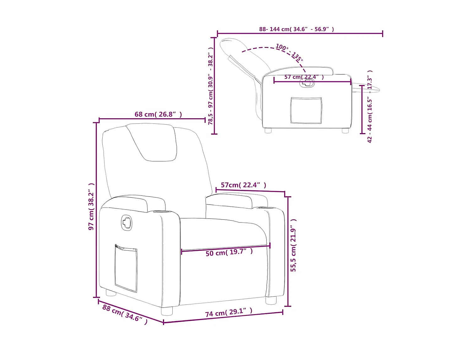 Fauteuil inclinable Crème Similicuir