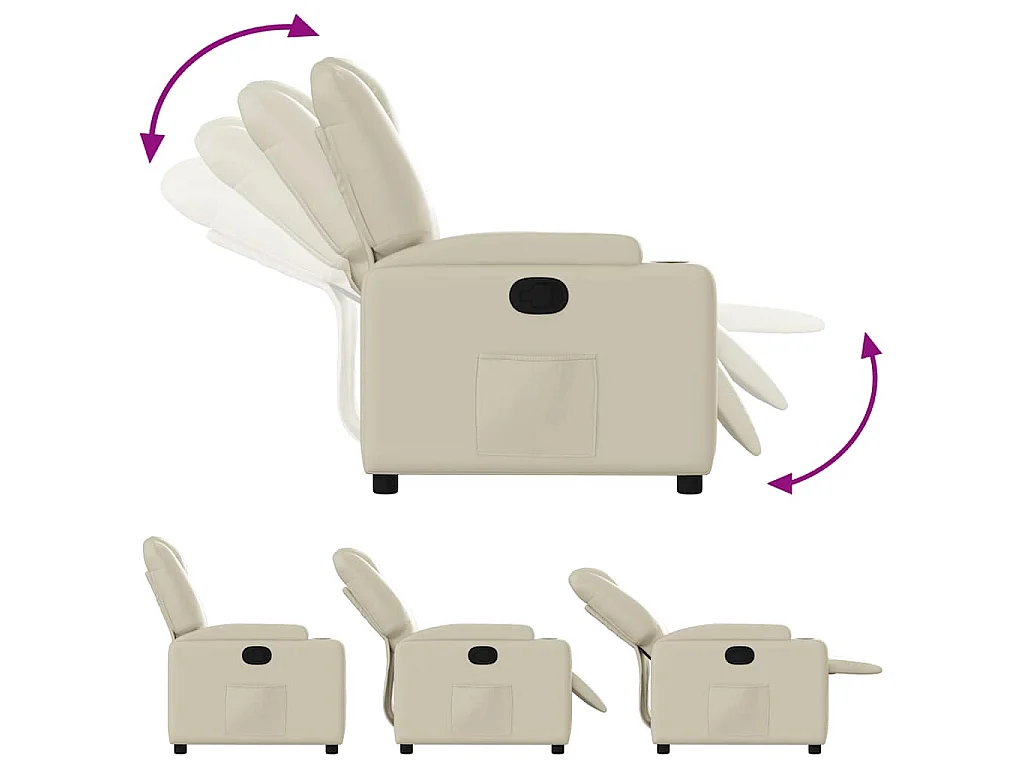 Fauteuil verstelbaar kunstleer crèmekleurig