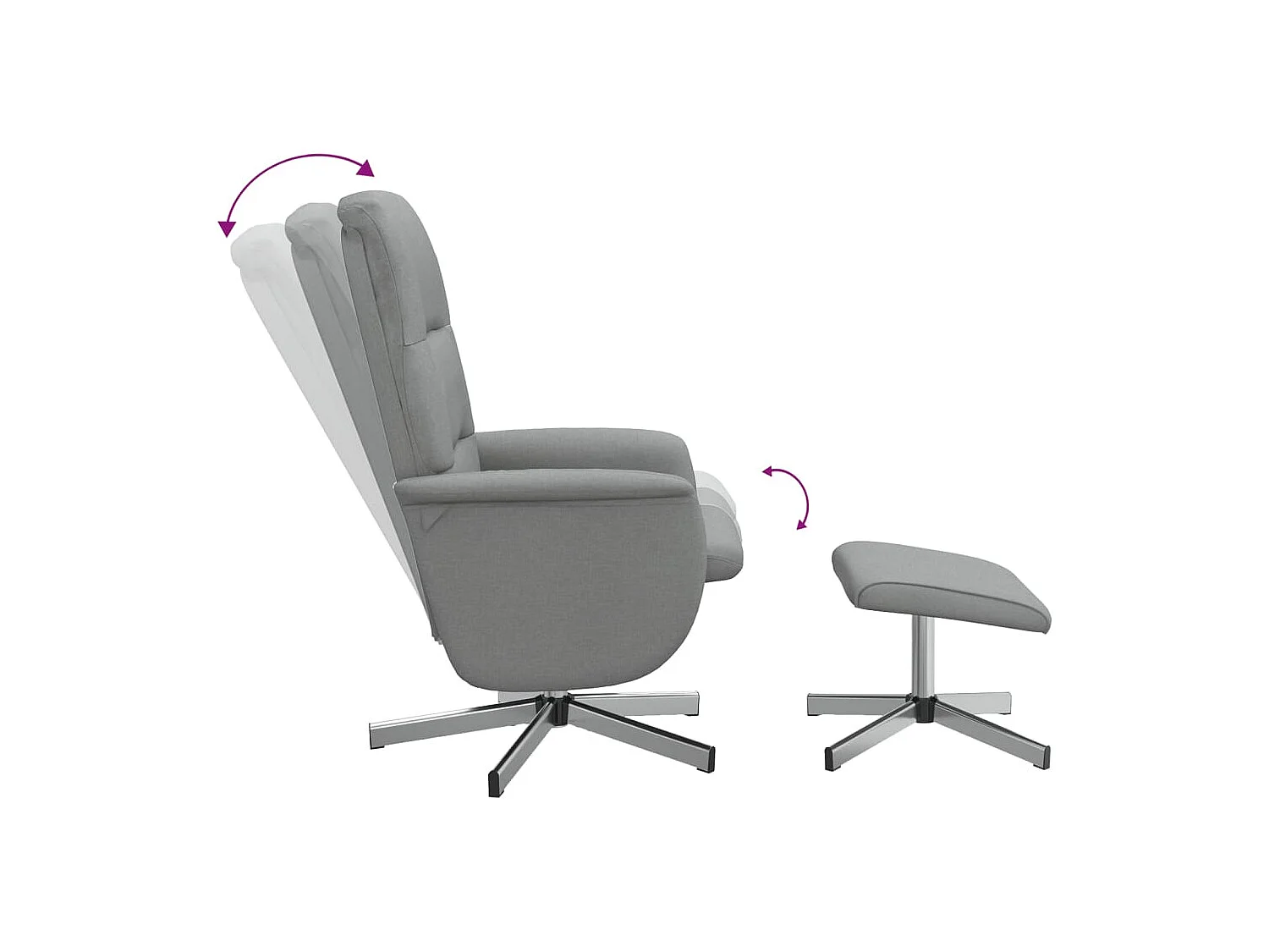 Fauteuil inclinable avec repose-pied gris clair tissu