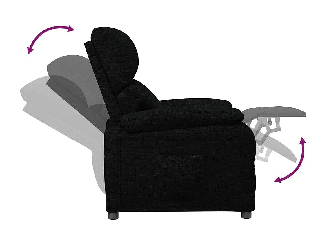 Fauteuil verstelbaar stof zwart