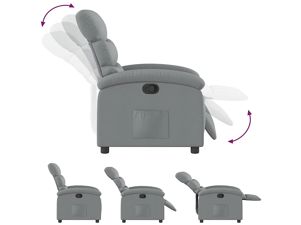 Poltrona Reclinabile in Tessuto Grigio Chiaro