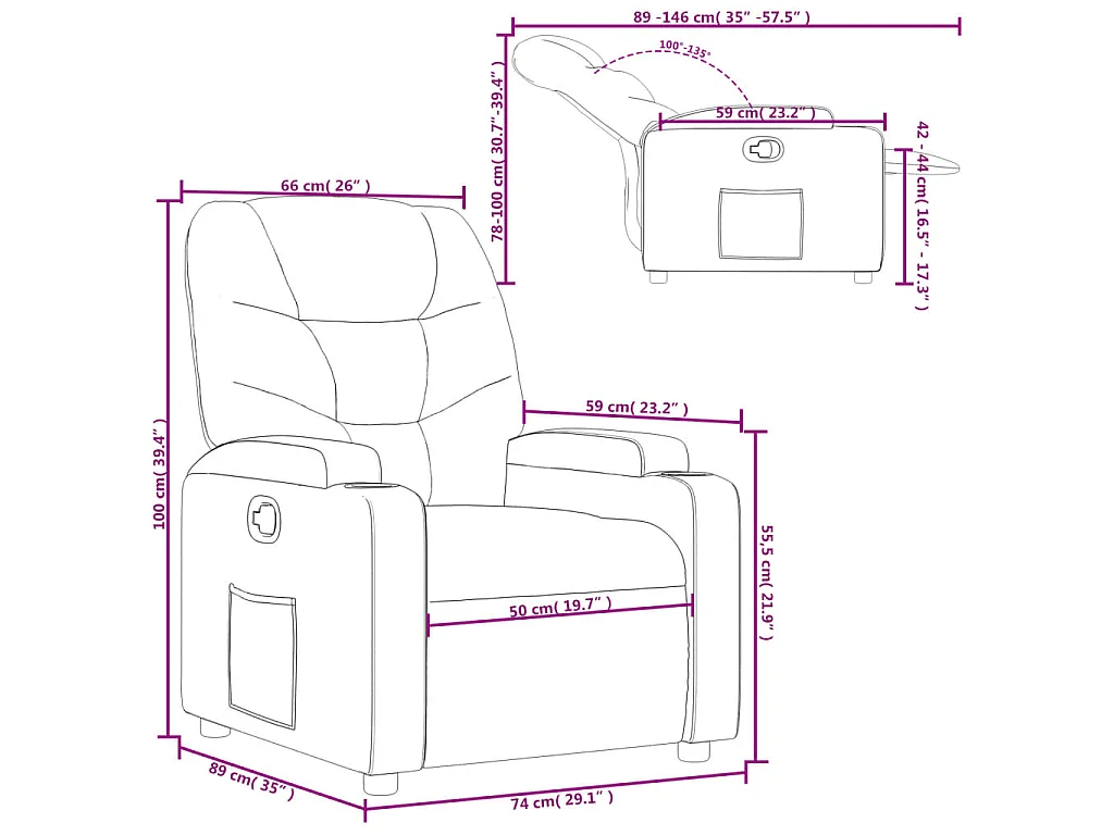 Fauteuil inclinable en tissu gris foncé