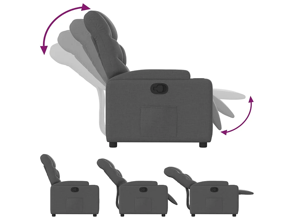 Fauteuil inclinable en tissu gris foncé
