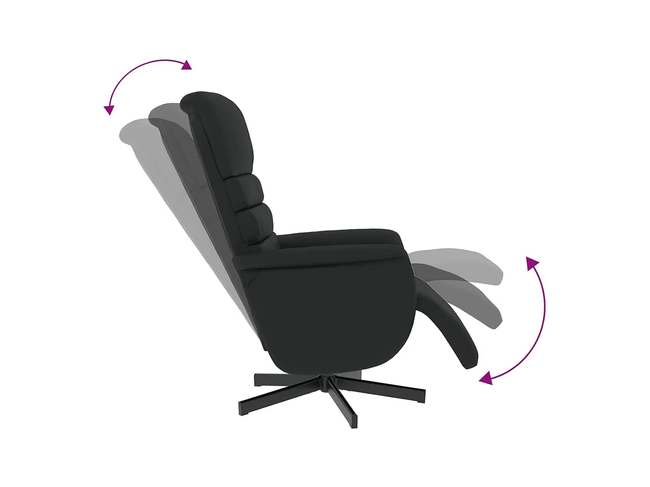 Fauteuil inclinable avec repose-pieds noir similicuir