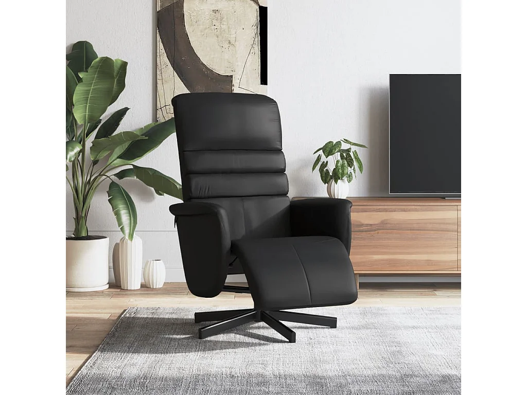 Relaxsessel mit Fußteil Schwarz Kunstleder