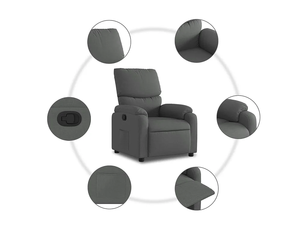 Fauteuil inclinable Gris foncé Tissu