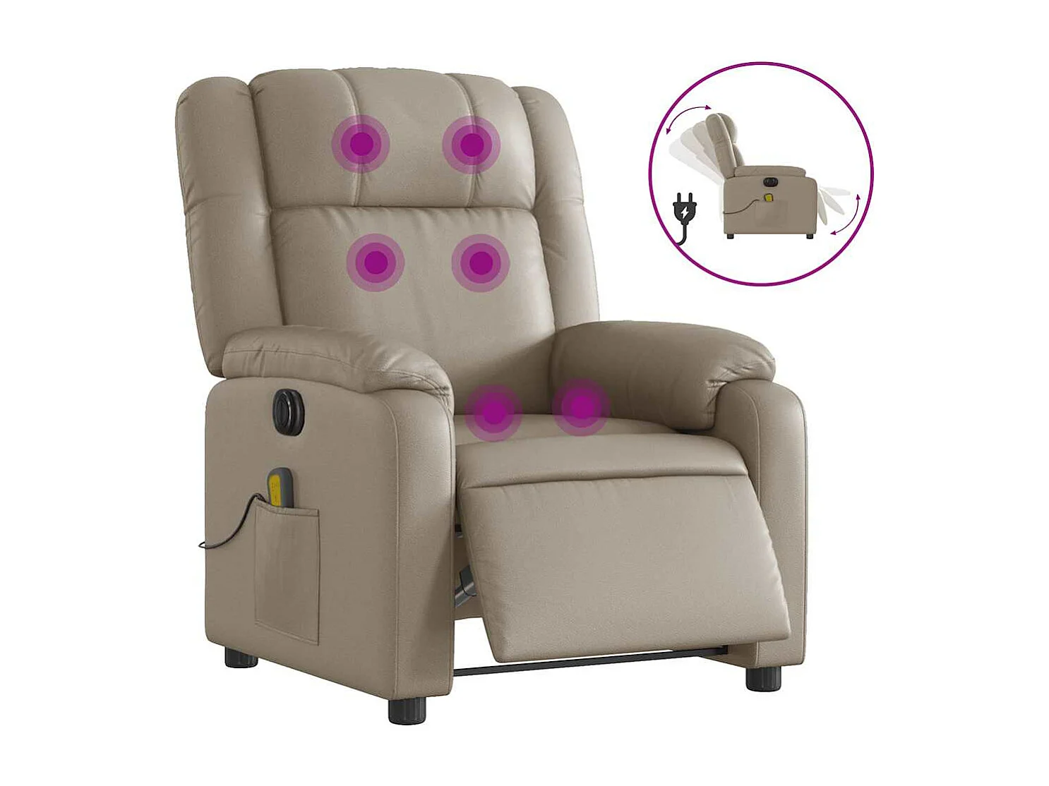 Fauteuil de massage inclinable électrique cappuccino similicuir