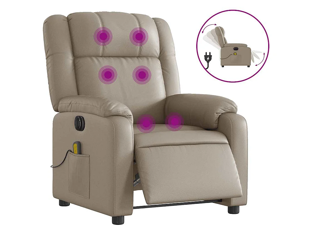 Massagesessel Elektrisch Cappuccino-Braun Kunstleder
