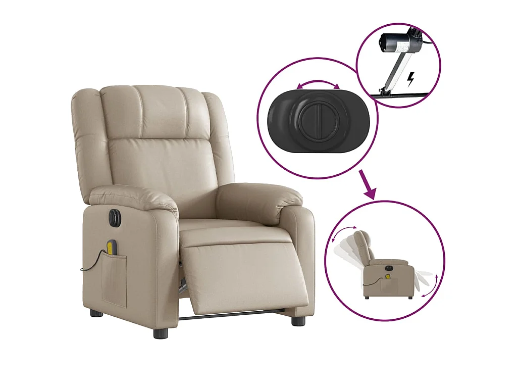 Massagesessel Elektrisch Cappuccino-Braun Kunstleder
