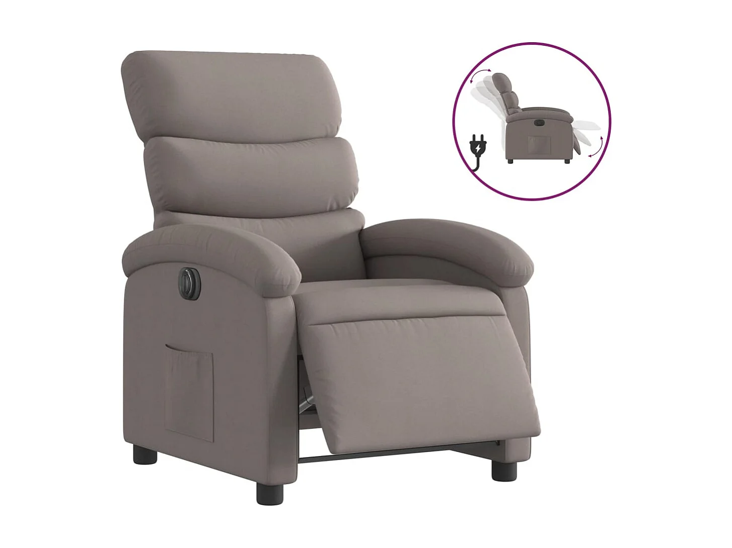 Fauteuil inclinable électrique Taupe Tissu
