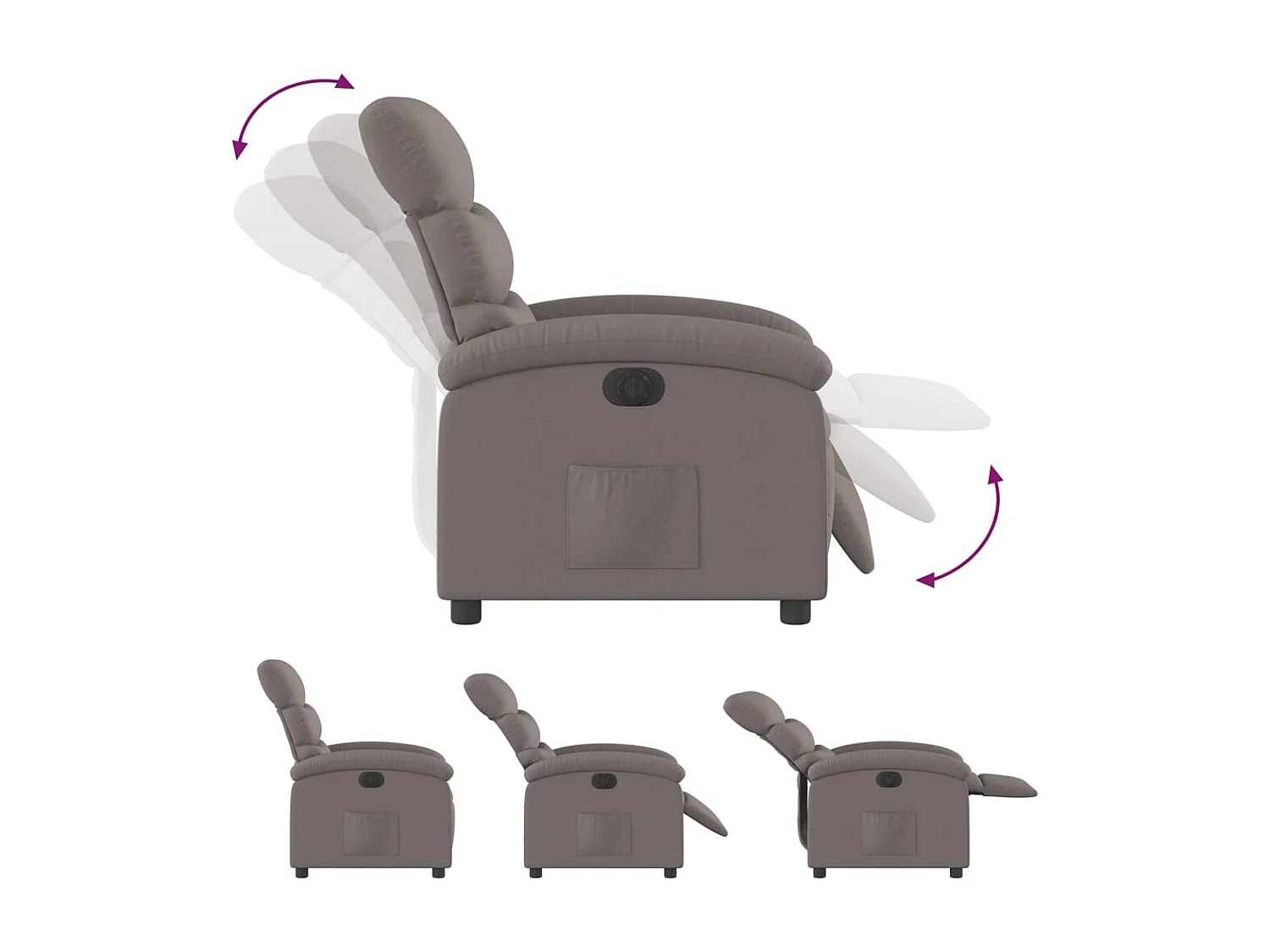 Fauteuil inclinable électrique Taupe Tissu