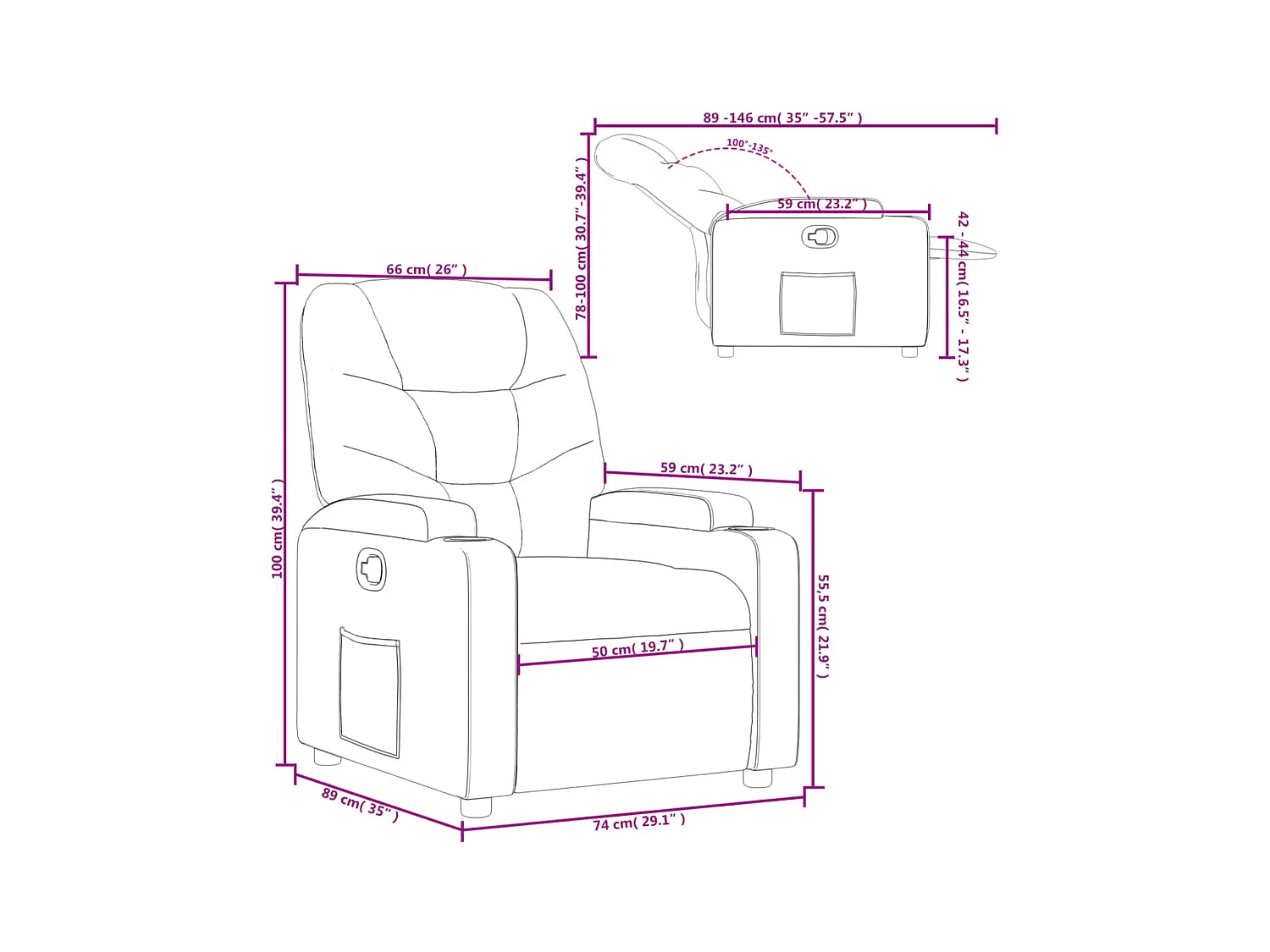 Fauteuil inclinable Crème Similicuir