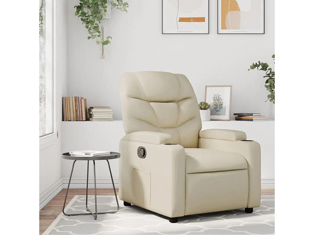 Fauteuil verstelbaar kunstleer crèmekleurig