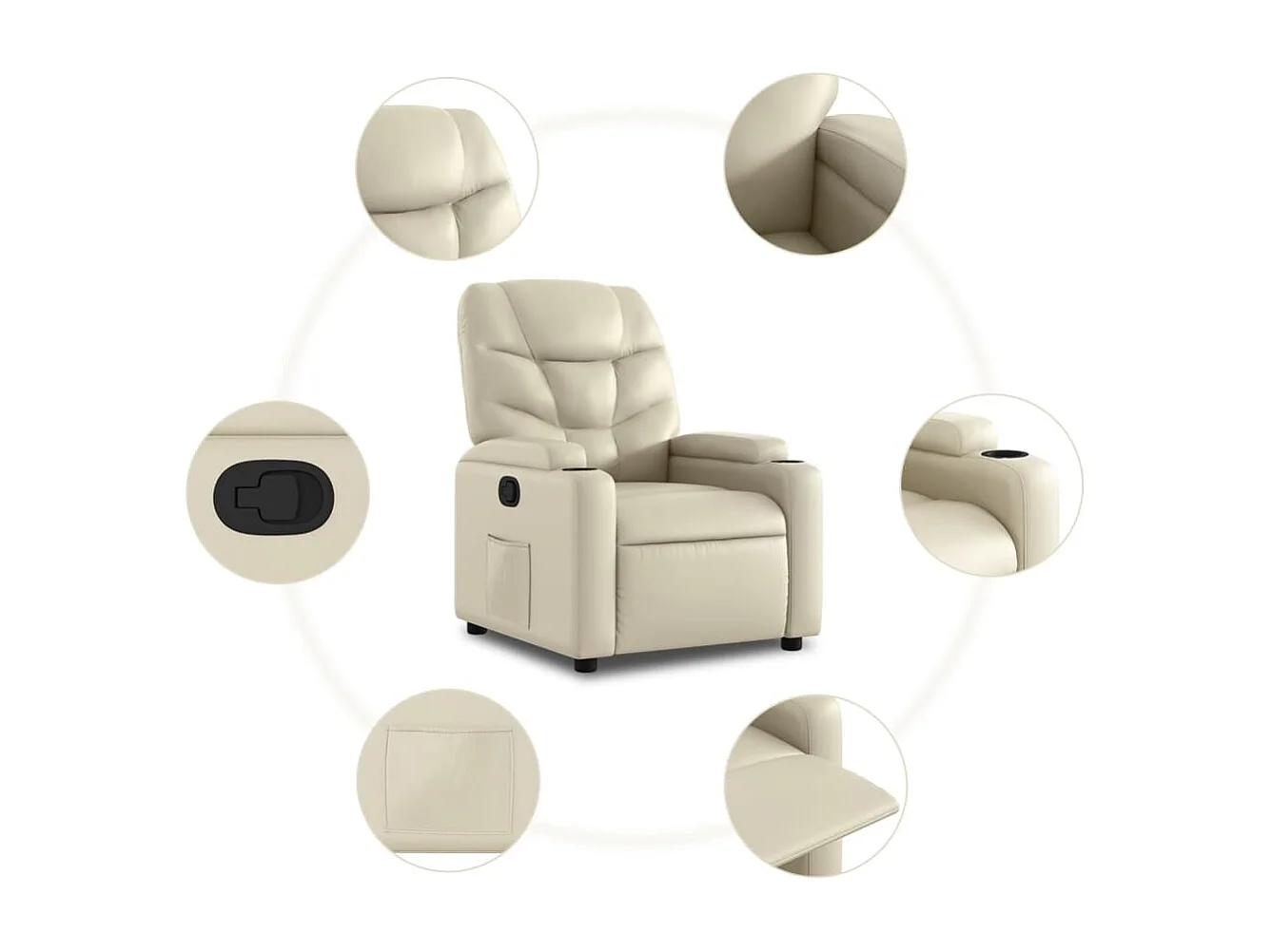 Fauteuil verstelbaar kunstleer crèmekleurig