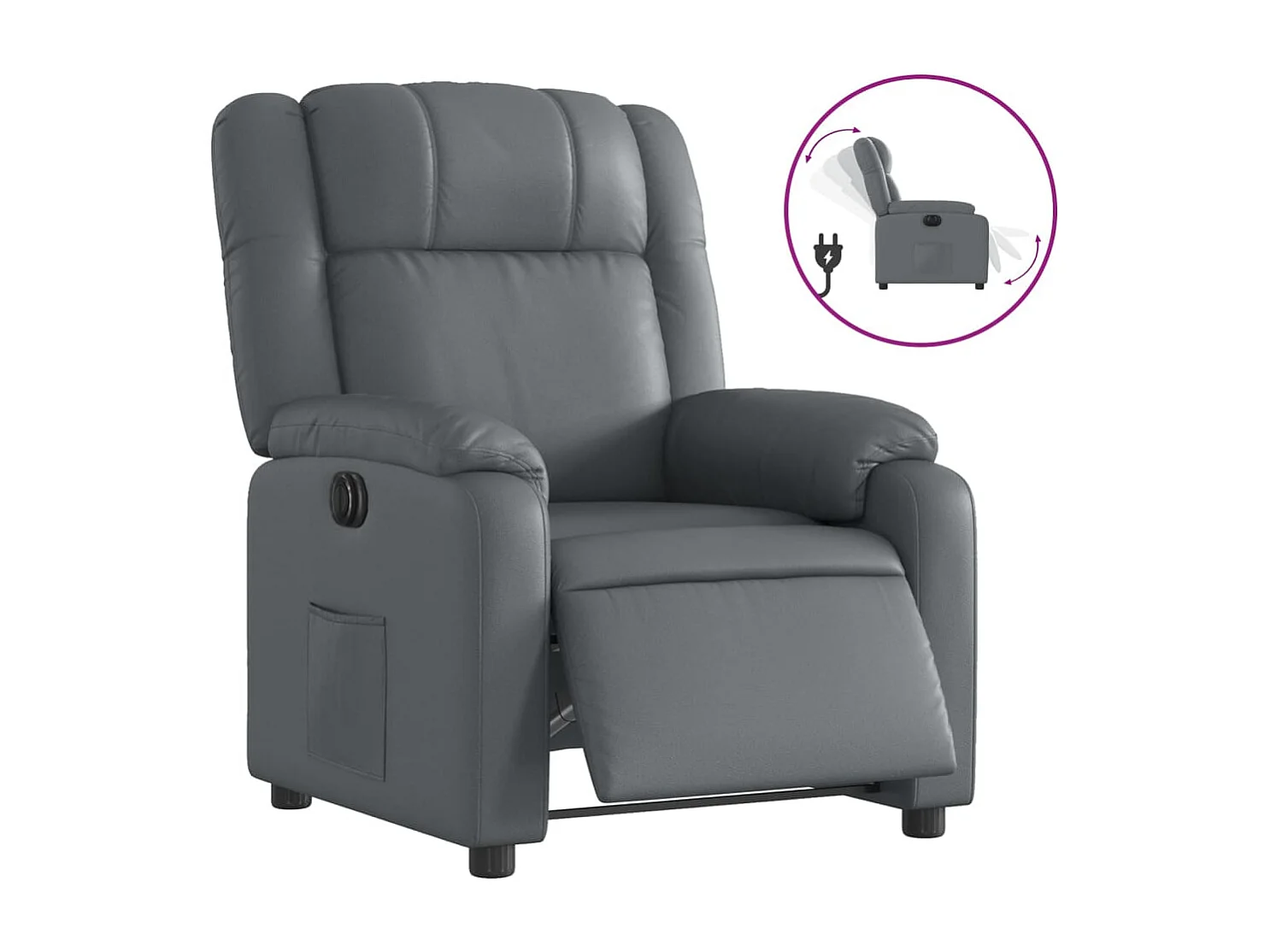 Fauteuil inclinable électrique Gris Similicuir