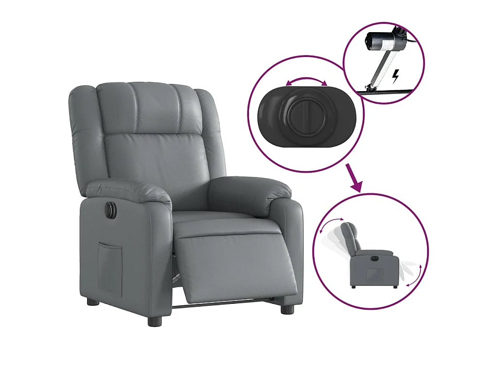 Fauteuil inclinable électrique Gris Similicuir