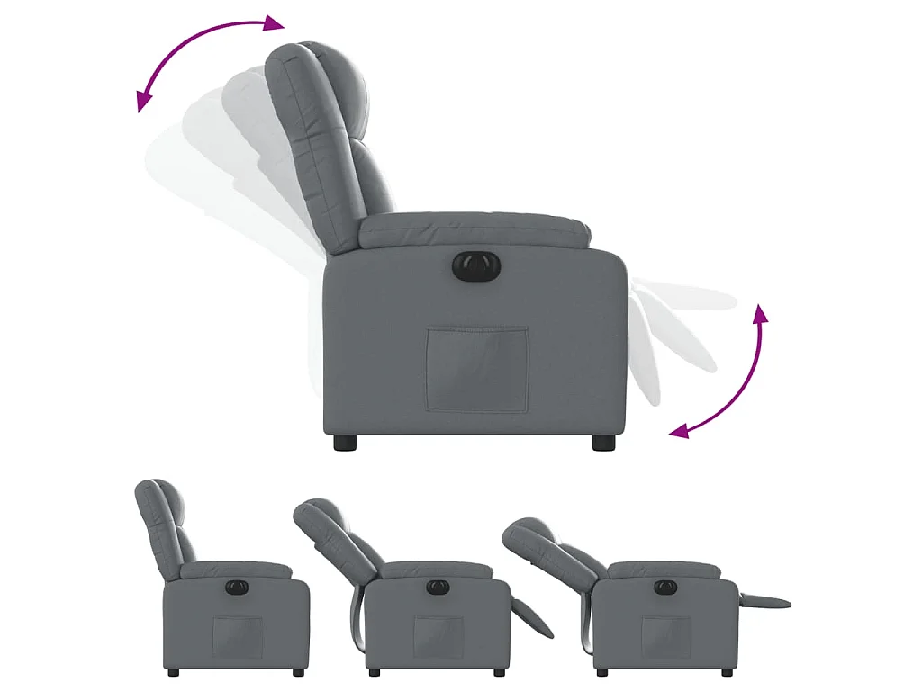 Fauteuil inclinable électrique Gris Similicuir