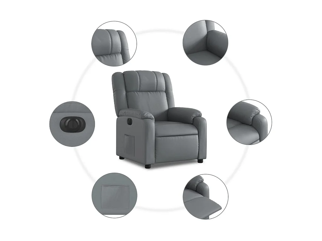 Fauteuil inclinable électrique Gris Similicuir