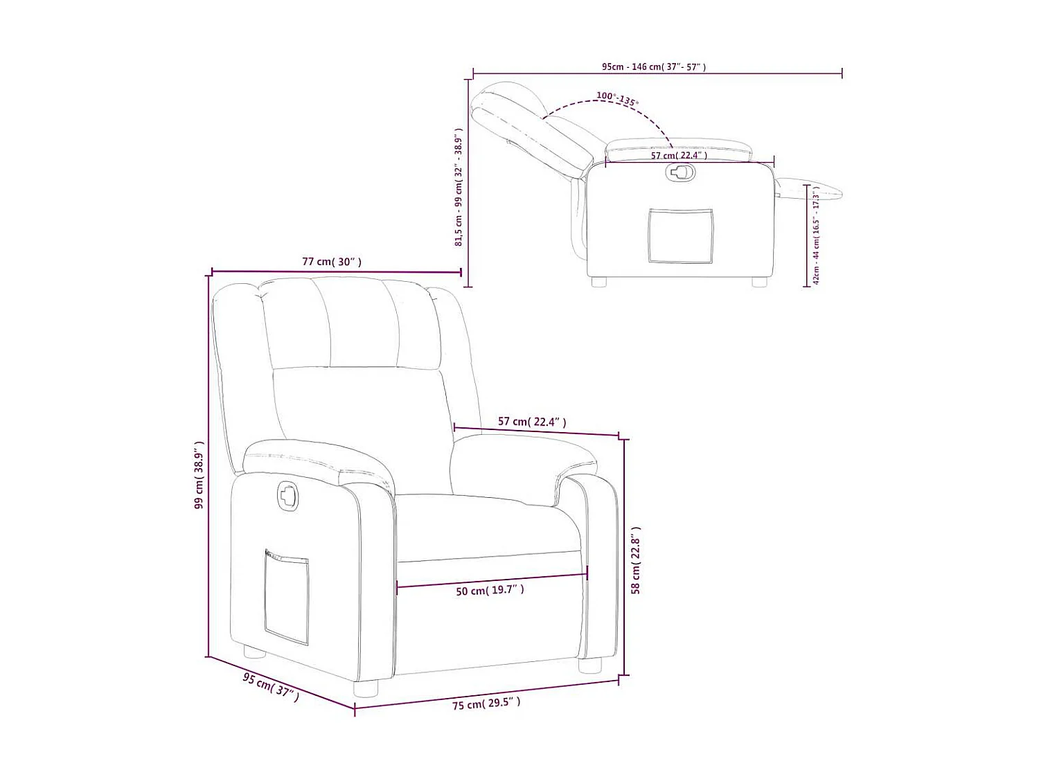Fauteuil inclinable Gris clair Tissu