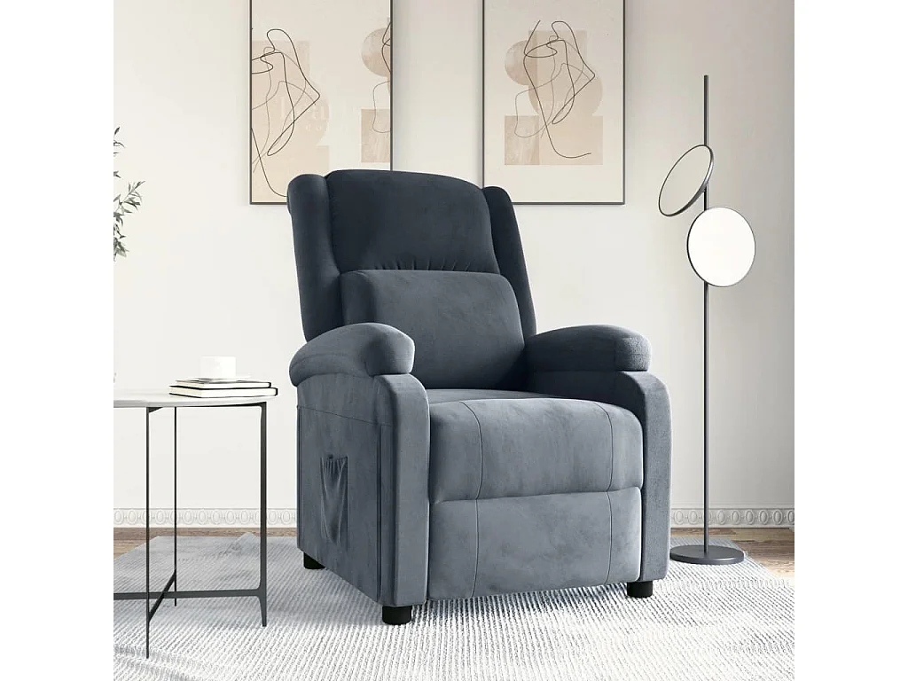 Fauteuil inclinable Gris foncé Velours