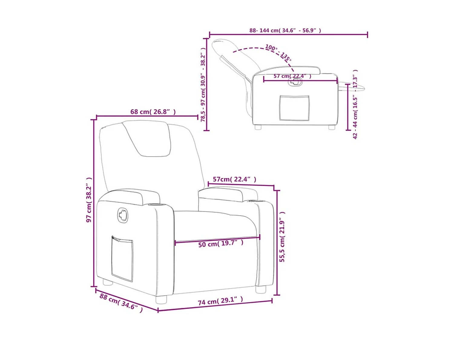 Fauteuil inclinable Gris clair Tissu