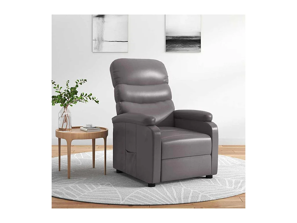 Fauteuil inclinable réglable avec repose-pieds gris similicuir