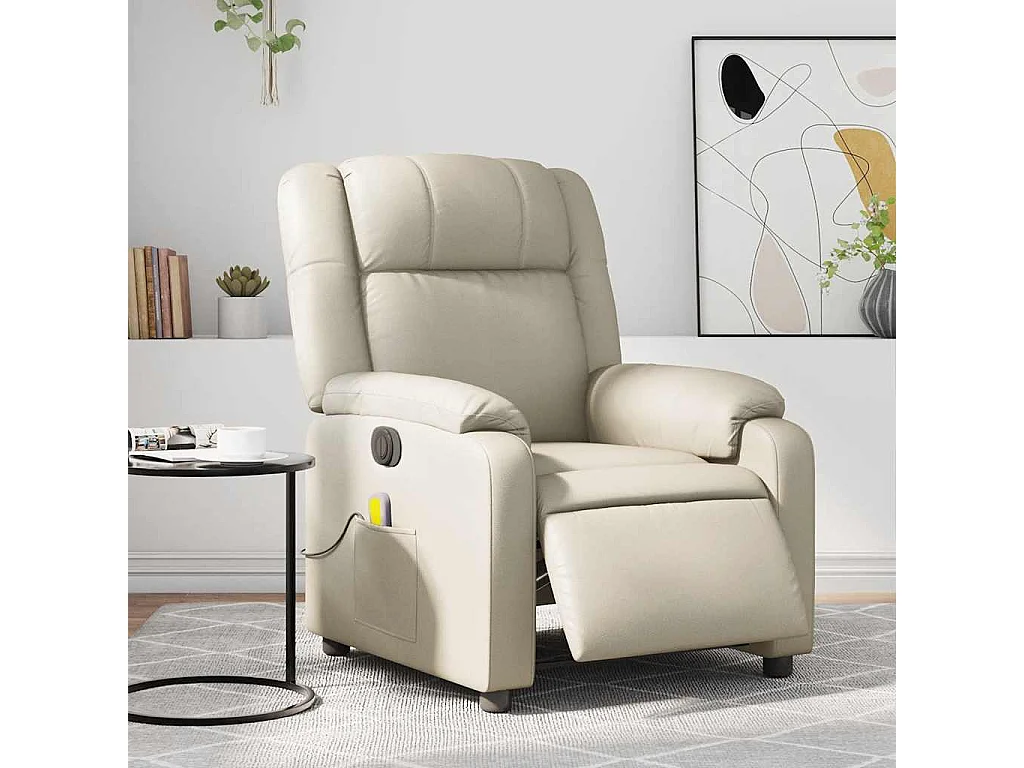 Fauteuil de massage inclinable électrique crème similicuir