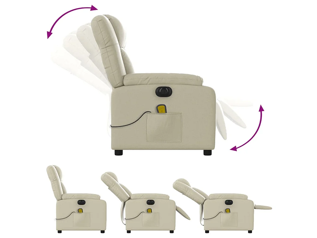 Fauteuil de massage inclinable électrique crème similicuir