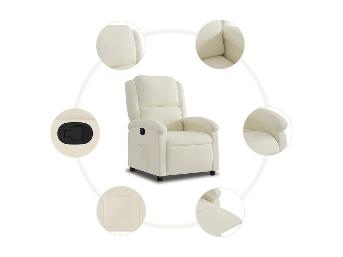 Fauteuil inclinable en velours crème