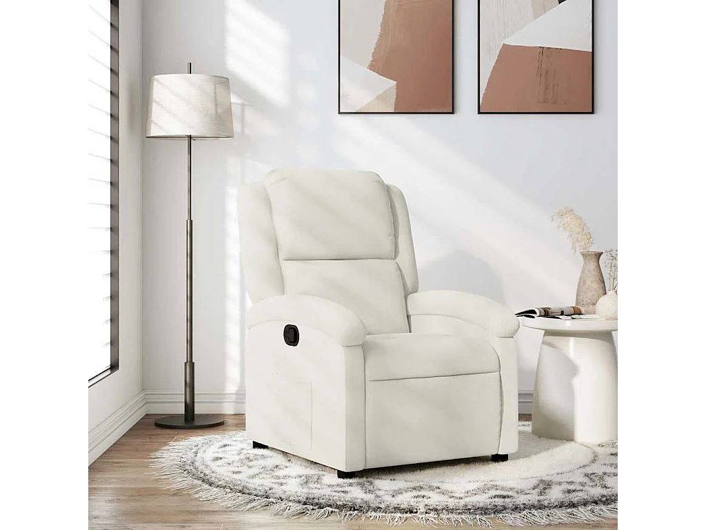 Poltrona reclinabile in velluto crema
