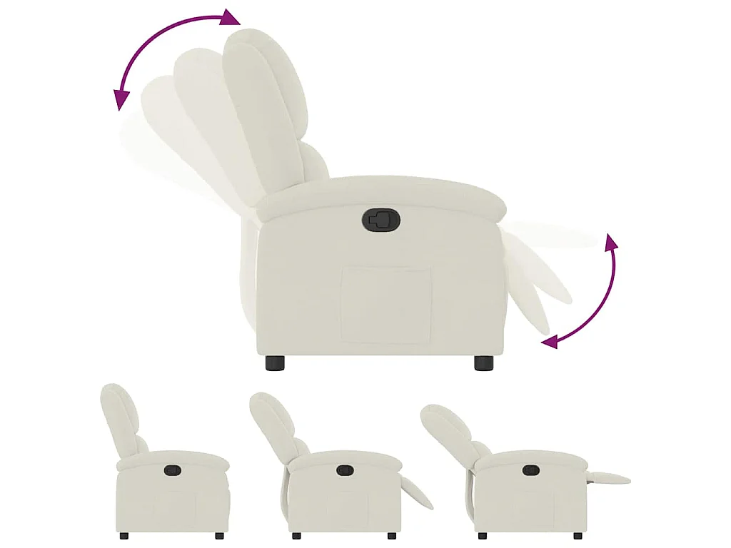 Fauteuil inclinable en velours crème