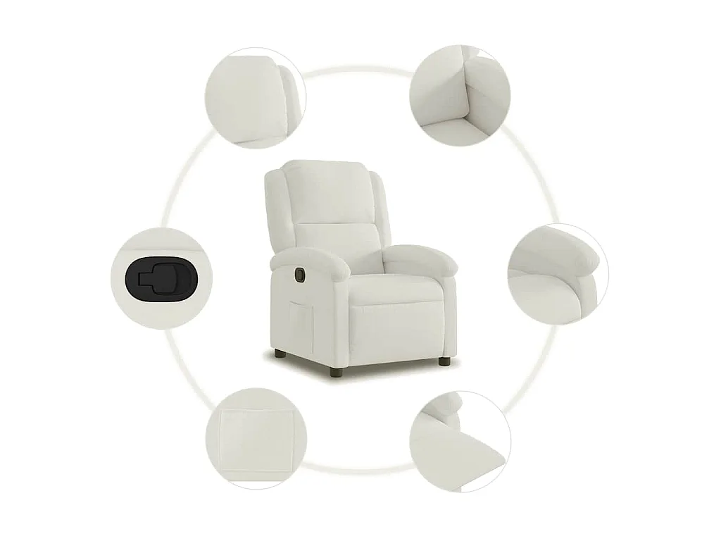 Fauteuil inclinable en velours crème